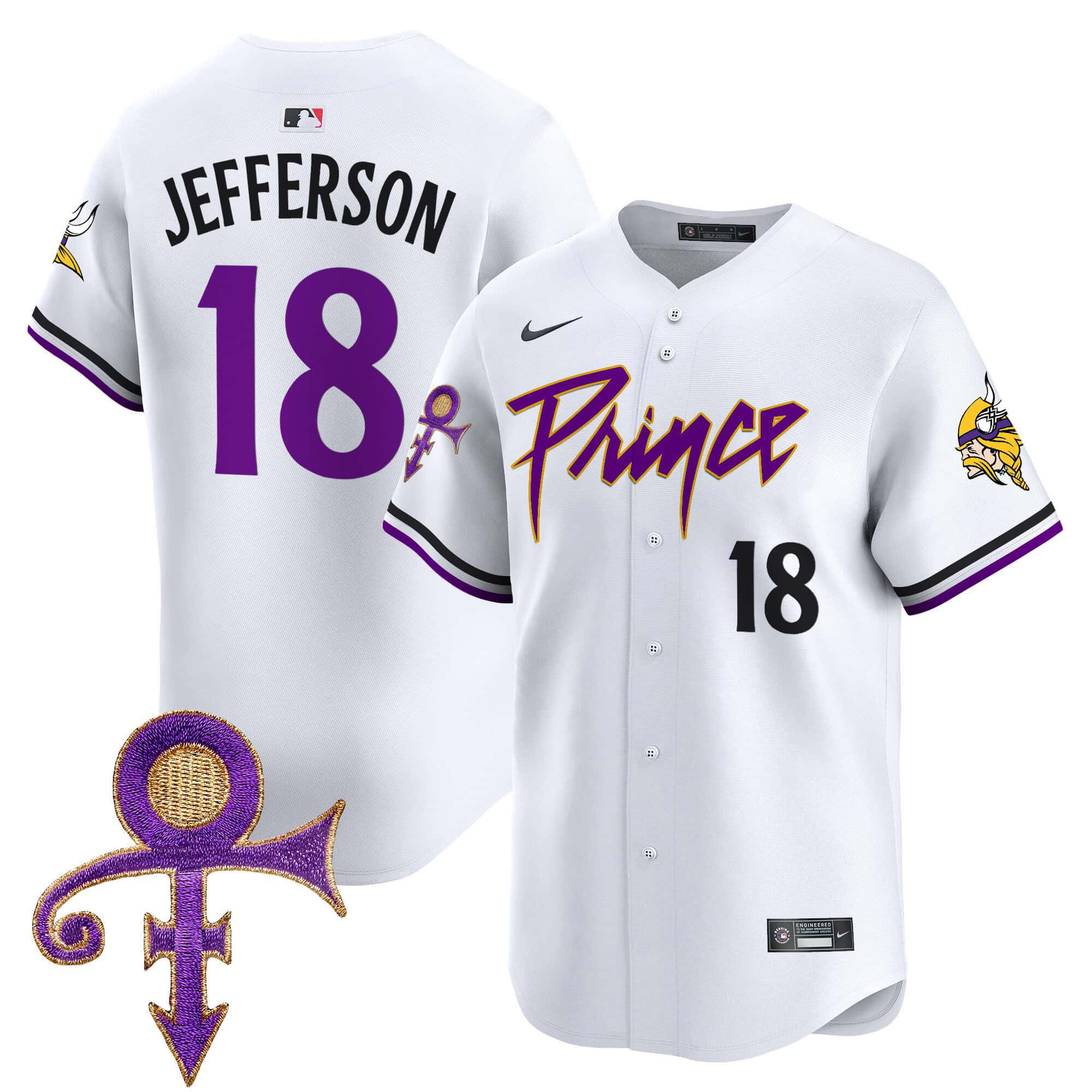 Men Minnesota Vikings #18 Jefferson White 2024 Nike Prince Patch Vapor Premier Limited NFL Jersey